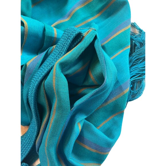 Vintage 80s Rafaella Midi Skirt Striped Blue Yellow Pintuck Pleats Granny Twee 8 - Picture 10 of 14